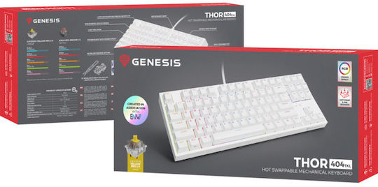 Genesis Thor 404 Gaming Μηχανικό Πληκτρολόγιο Tenkeyless με Gateron Yellow διακόπτες και RGB φωτισμό (Αγγλικό US) Λευκό - Image 10