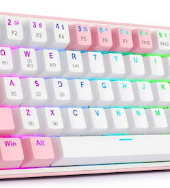 Redragon K616-RGB Fizz Pro Gaming Μηχανικό Πληκτρολόγιο 60% με Custom Red διακόπτες και RGB φωτισμό (Αγγλικό US) Pink/White