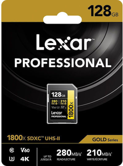 Lexar Professional 1800x SDXC 128GB Class 10 U3 V60 UHS-II με αντάπτορα - Image 3