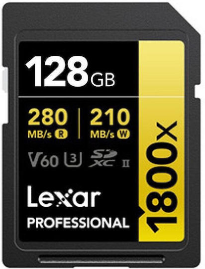 Lexar Professional 1800x SDXC 128GB Class 10 U3 V60 UHS-II με αντάπτορα