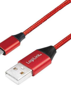 Alternative view of LogiLink Braided USB 2.0 to micro USB Cable Κόκκινο 0.3m (CU0151)