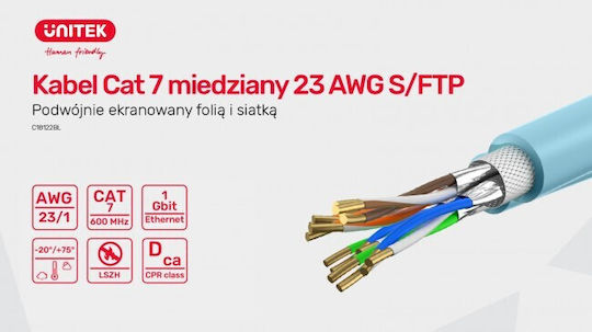 Unitek S/FTP Cat.7 Καλώδιο Δικτύου Ethernet χωρίς ακροδέκτες 305m Γκρι 1τμχ C18122BL - Image 9