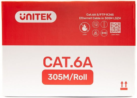 Unitek S/FTP Cat.6a Καλώδιο Δικτύου Ethernet χωρίς ακροδέκτες 305m Γκρι 1τμχ C18121BL - Image 3