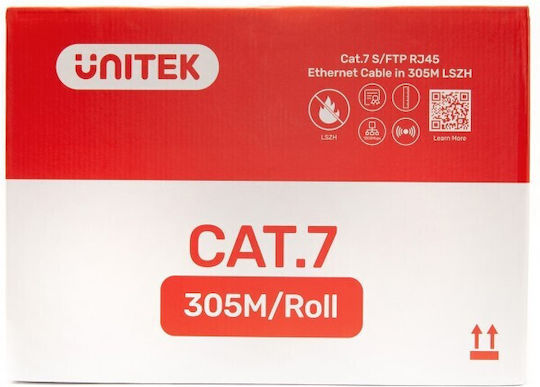 Unitek S/FTP Cat.7 Καλώδιο Δικτύου Ethernet χωρίς ακροδέκτες 305m Γκρι 1τμχ C18122BL - Image 4