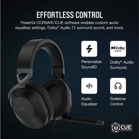 Corsair HS65 Surround Over Ear Gaming Headset με σύνδεση 3.5mm Carbon - Image 8