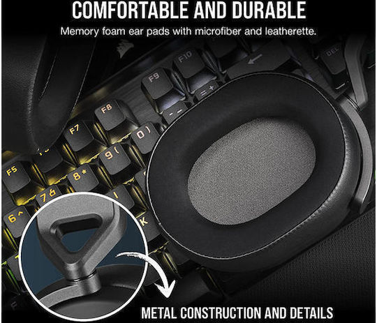 Corsair HS65 Surround Over Ear Gaming Headset με σύνδεση 3.5mm Carbon - Image 11