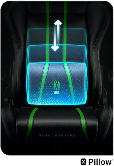 Diablo X-One 2.0 Normal Size Καρέκλα Gaming Δερματίνης με Ρυθμιζόμενα Μπράτσα Black / Green - Image 9