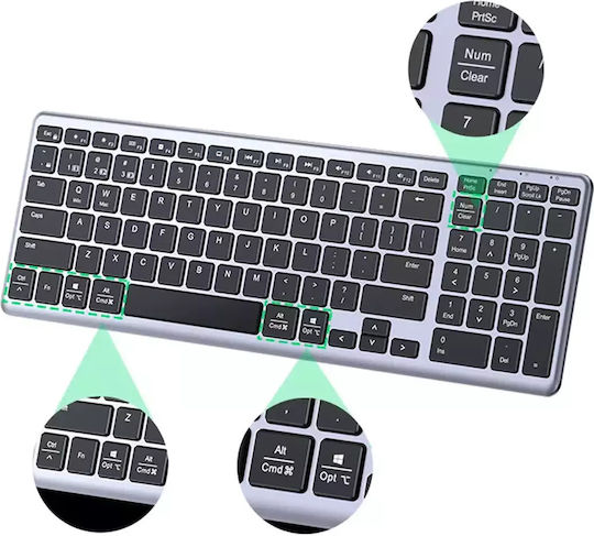 Ugreen KU005 Ασύρματο Bluetooth Πληκτρολόγιο Αγγλικό US - Image 6