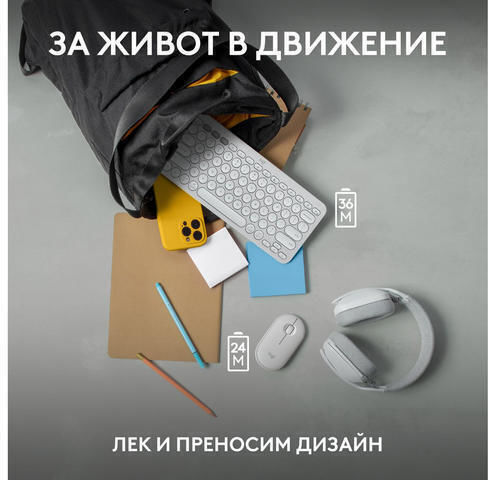 Logitech Pebble 2 Ασύρματο Σετ Πληκτρολόγιο & Ποντίκι Αγγλικό US Λευκό - Image 5