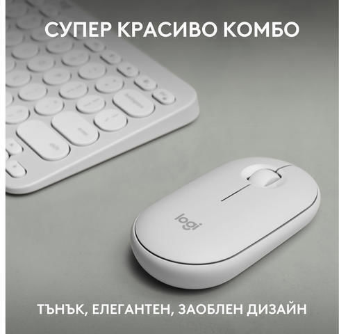 Logitech Pebble 2 Ασύρματο Σετ Πληκτρολόγιο & Ποντίκι Αγγλικό US Λευκό - Image 7