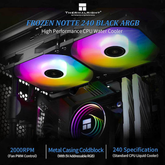 Thermalright Frozen Notte 240 (v2) Υδρόψυξη Επεξεργαστή Διπλού Ανεμιστήρα 120mm για Socket AM4/AM5/1700/1200/115x με ARGB Φωτισμό - Image 4