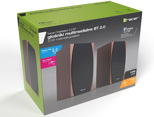 Tracer Charleston Ηχεία Υπολογιστή 2.0 με Bluetooth και Ισχύ 10W σε Καφέ Χρώμα - Image 2