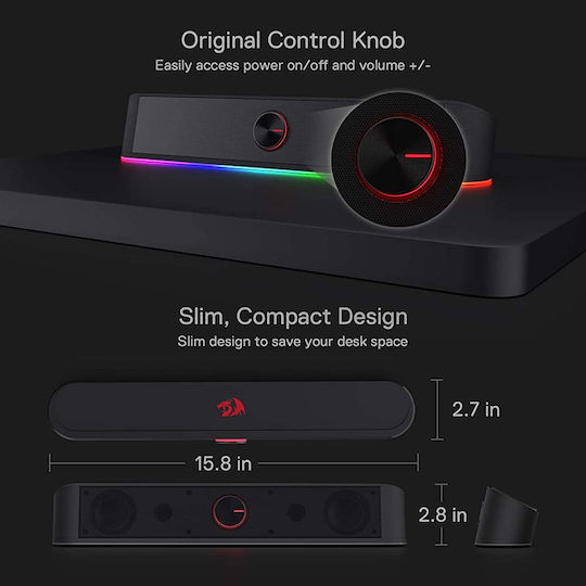 Redragon GS560 Adiemus Ηχεία Υπολογιστή 2.0 με RGB Φωτισμό και Ισχύ 6W σε Μαύρο Χρώμα - Image 7