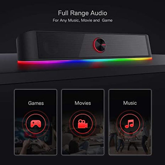 Redragon GS560 Adiemus Ηχεία Υπολογιστή 2.0 με RGB Φωτισμό και Ισχύ 6W σε Μαύρο Χρώμα - Image 9