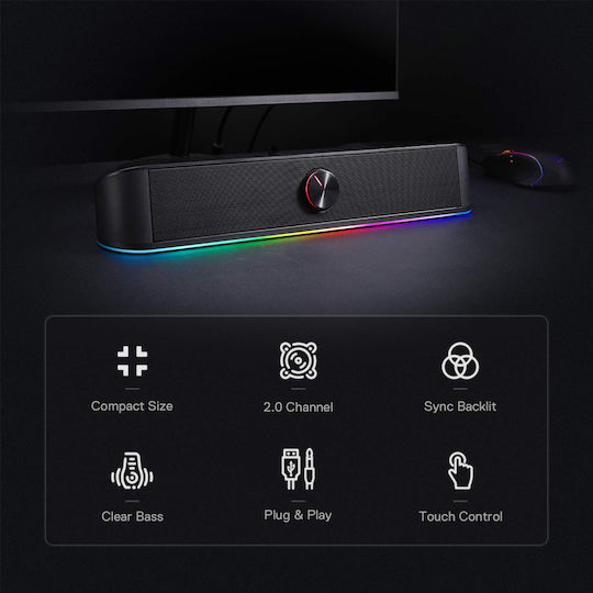 Redragon GS560 Adiemus Ηχεία Υπολογιστή 2.0 με RGB Φωτισμό και Ισχύ 6W σε Μαύρο Χρώμα - Image 10
