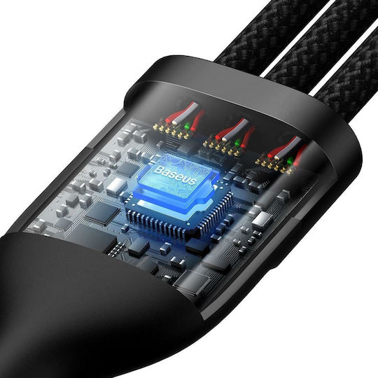 Baseus Flash Series II Braided USB to micro USB / Type-C / Lightning Cable Μαύρο 1.2m (CASS030101) - Image 5