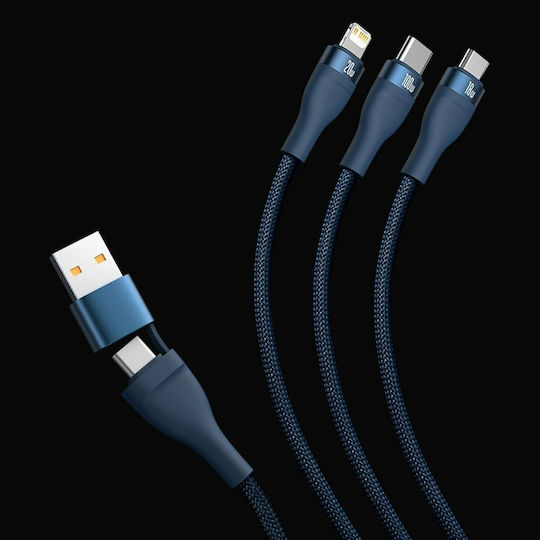 Baseus Flash Series II Braided USB to Type-C / micro USB / Lightning Cable Μπλε 1.2m (CASS030103) - Image 5