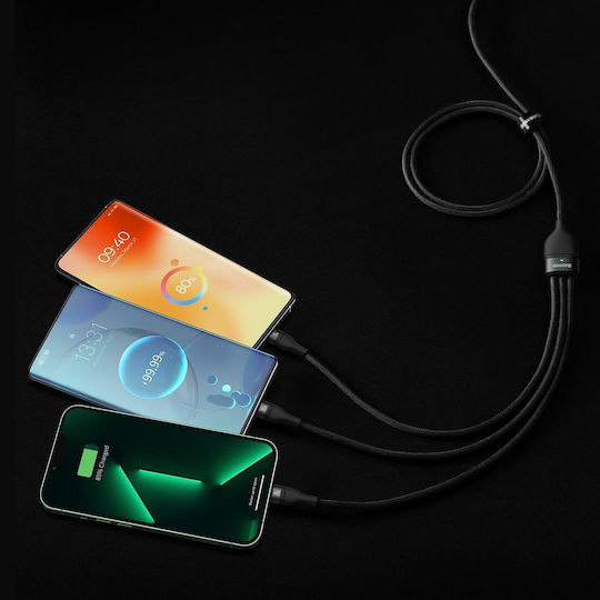 Baseus Flash Series II Braided USB to Lightning / Type-C / micro USB Cable Μαύρο 1.5m (CASS030201) - Image 7