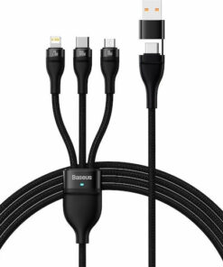 Baseus Flash Series II Braided USB to micro USB / Type-C / Lightning Cable Μαύρο 1.2m (CASS030101)