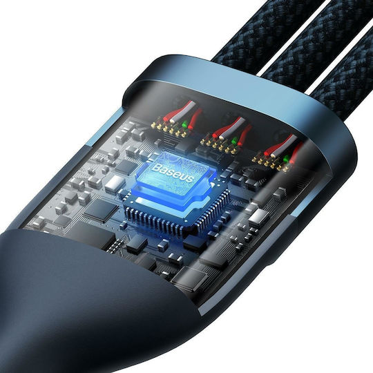 Baseus Flash Series II Braided USB to Type-C / micro USB / Lightning Cable Μπλε 1.2m (CASS030103) - Image 7