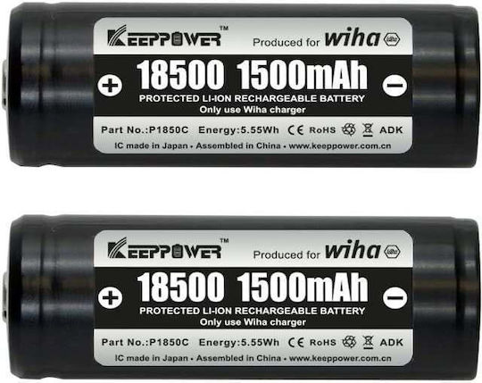 Wiha Επαναφορτιζόμενες Μπαταρίες 18500 Li-ion 1500mAh 2τμχ - Image 2