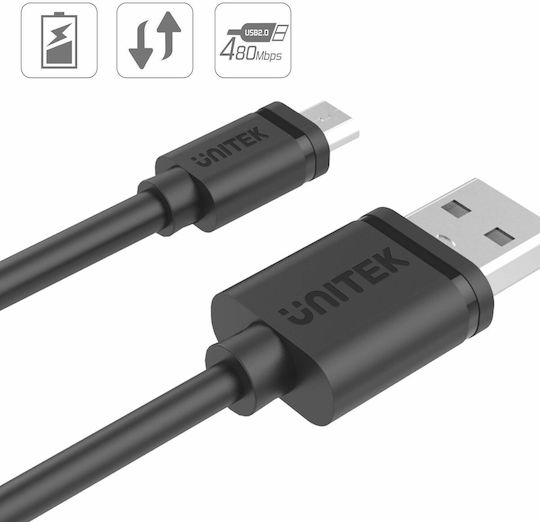 Unitek Regular USB 2.0 to micro USB Cable Μαύρο 3m (Y-C435GBK) - Image 3