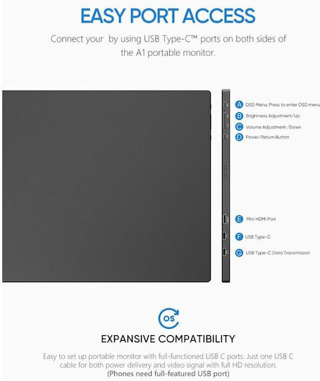 Arzopa A1 IPS Φορητό Monitor 15.6" FHD 1920x1080 - Image 5