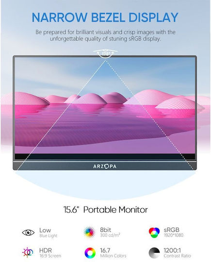 Arzopa A1 IPS Φορητό Monitor 15.6" FHD 1920x1080 - Image 4