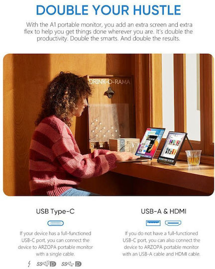Arzopa A1 IPS Φορητό Monitor 15.6" FHD 1920x1080 - Image 3