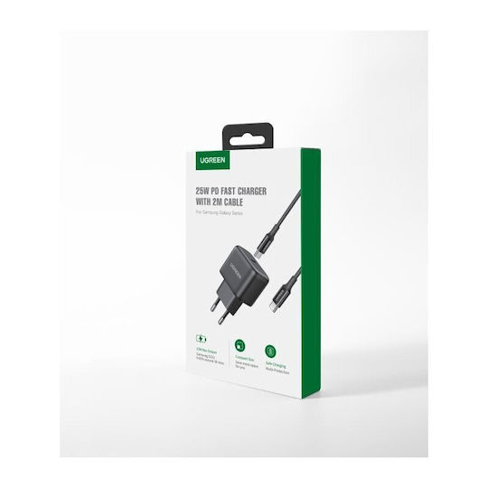 Ugreen Φορτιστής με Θύρα USB-C και Καλώδιο USB-C - USB-C 25W Power Delivery / Quick Charge 3.0 Μαύρος (Cd250) - Image 2
