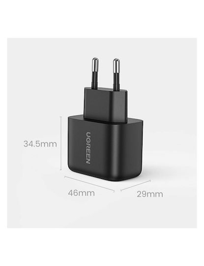 Ugreen Φορτιστής με Θύρα USB-C και Καλώδιο USB-C - USB-C 25W Power Delivery / Quick Charge 3.0 Μαύρος (Cd250) - Image 8