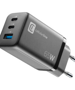 Alternative view of Cellular Line Φορτιστής Χωρίς Καλώδιο GaN με Θύρα USB-A και 2 Θύρες USB-C 65W Μαύρος (444722)