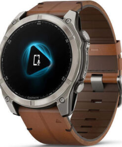Garmin Fenix 8 Titanium 51mm Αδιάβροχο Smartwatch με Παλμογράφο (Sapphire, Titanium with Chestnut Leather Band)