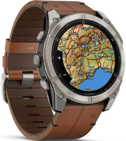 Garmin Fenix 8 Titanium 51mm Αδιάβροχο Smartwatch με Παλμογράφο (Sapphire, Titanium with Chestnut Leather Band) - Image 2