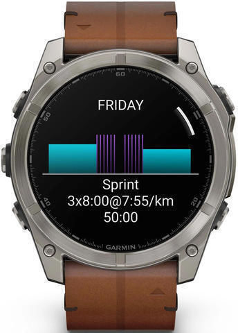 Garmin Fenix 8 Titanium 51mm Αδιάβροχο Smartwatch με Παλμογράφο (Sapphire, Titanium with Chestnut Leather Band) - Image 3