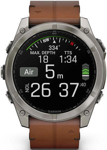Garmin Fenix 8 Titanium 51mm Αδιάβροχο Smartwatch με Παλμογράφο (Sapphire, Titanium with Chestnut Leather Band) - Image 4