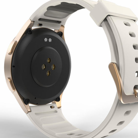 HAMA 8900 Aluminium 45mm Αδιάβροχο Smartwatch με Παλμογράφο (Gray-Gold) - Image 3