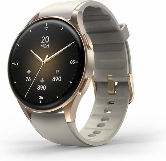 HAMA 8900 Aluminium 45mm Αδιάβροχο Smartwatch με Παλμογράφο (Gray-Gold) - Image 4