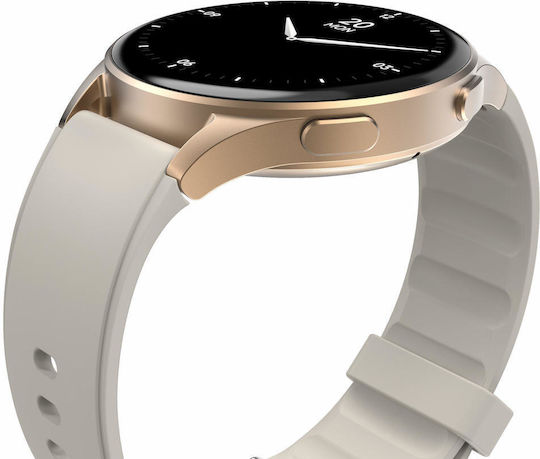 HAMA 8900 Aluminium 45mm Αδιάβροχο Smartwatch με Παλμογράφο (Gray-Gold) - Image 5