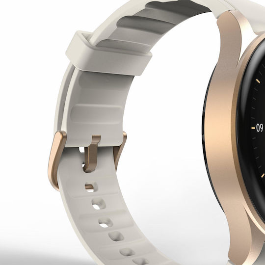 HAMA 8900 Aluminium 45mm Αδιάβροχο Smartwatch με Παλμογράφο (Gray-Gold) - Image 6