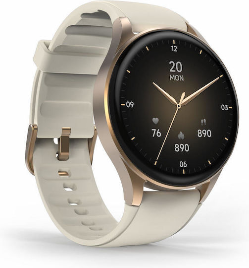 HAMA 8900 Aluminium 45mm Αδιάβροχο Smartwatch με Παλμογράφο (Gray-Gold) - Image 7
