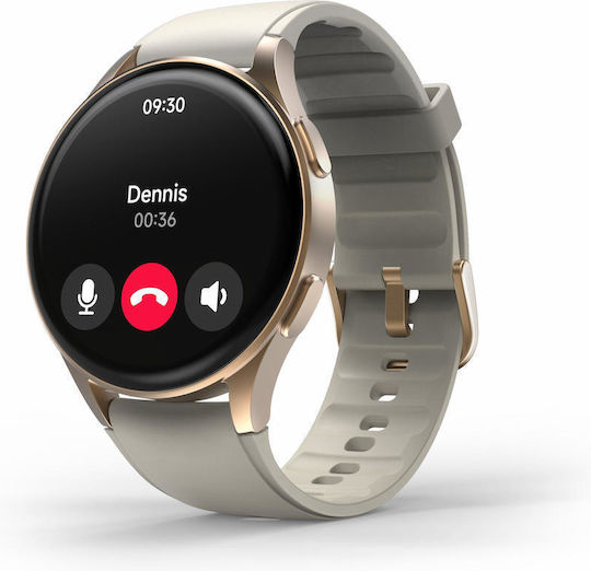 HAMA 8900 Aluminium 45mm Αδιάβροχο Smartwatch με Παλμογράφο (Gray-Gold) - Image 8