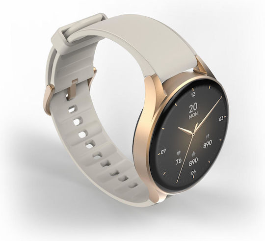 HAMA 8900 Aluminium 45mm Αδιάβροχο Smartwatch με Παλμογράφο (Gray-Gold) - Image 9