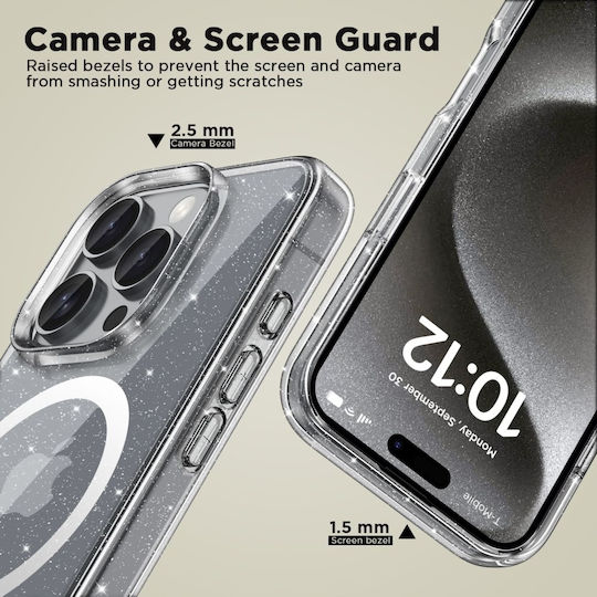 Tech-Protect FlexAir Hybrid MagSafe Back Cover Tempered Glass Glitter (iPhone 16 Pro) - Image 3