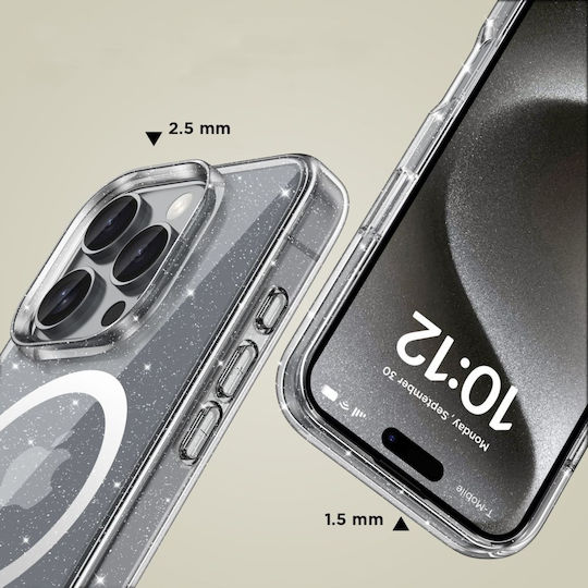 Tech-Protect FlexAir Hybrid MagSafe Back Cover Tempered Glass Glitter (iPhone 16 Pro) - Image 6