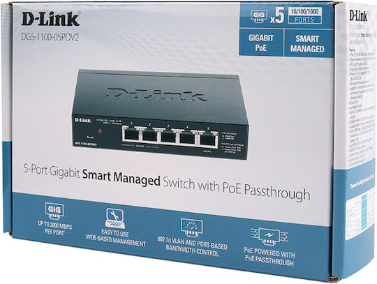 D-Link DGS-1100-05PD v2 Managed L2 PoE Switch με 5 Θύρες Gigabit (1Gbps) Ethernet - Image 4