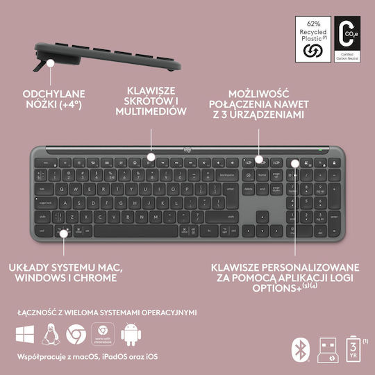Logitech Signature Slim Ασύρματο Πληκτρολόγιο Αγγλικό US Γκρι - Image 9