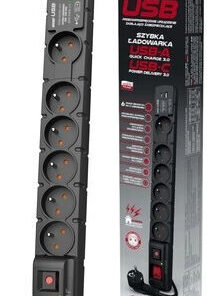 Alternative view of Acar Πολύπριζο Aσφαλείας 6 Θέσεων με USB-A, USB-C και Καλώδιο 3m Γαλλίας (Type E)