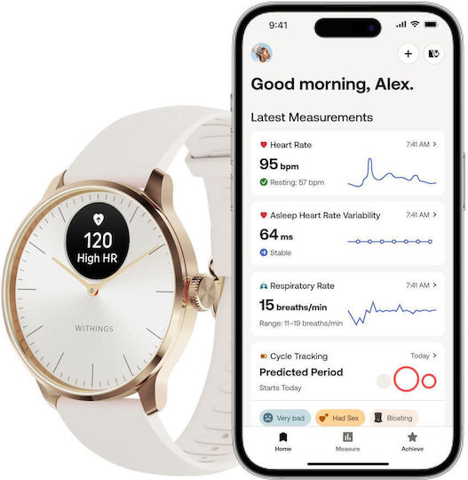 Withings ScanWatch Light Stainless Steel 37mm Αδιάβροχο με Παλμογράφο (Sand) - Image 4