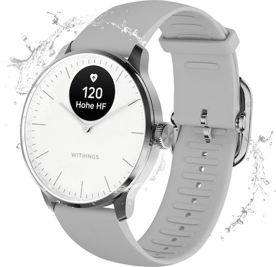 Withings ScanWatch 2 Stainless Steel 42mm Αδιάβροχο με Παλμογράφο (Λευκό) - Image 2
